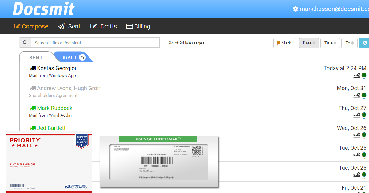 Docsmit - Send PDF as USPS Certified and First Class Mail Online